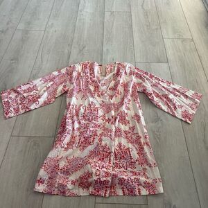 Plum Pretty Sugar XS Floral Paisley Pink Lightweight Cotton Belted Kimono Robe